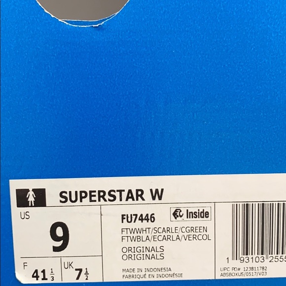 Adidas Superstar Leather White Red Women Sneakers - Picture 11 of 11